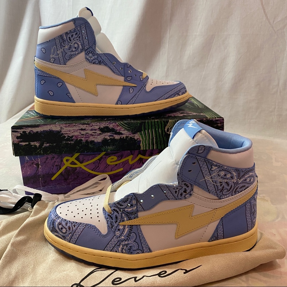 Paris Reeves Air Kiy ‘85 Size 8.5 Blue Bandana Kool Kiy Pop Up Release RARE - Picture 1 of 9